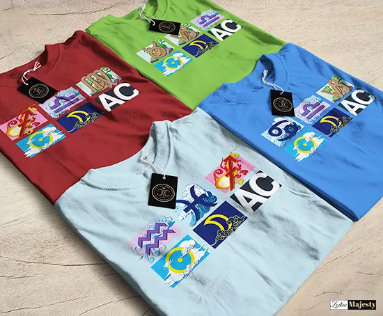Zodiac Majesty Elements Zodiac Signs T-shirts Collection