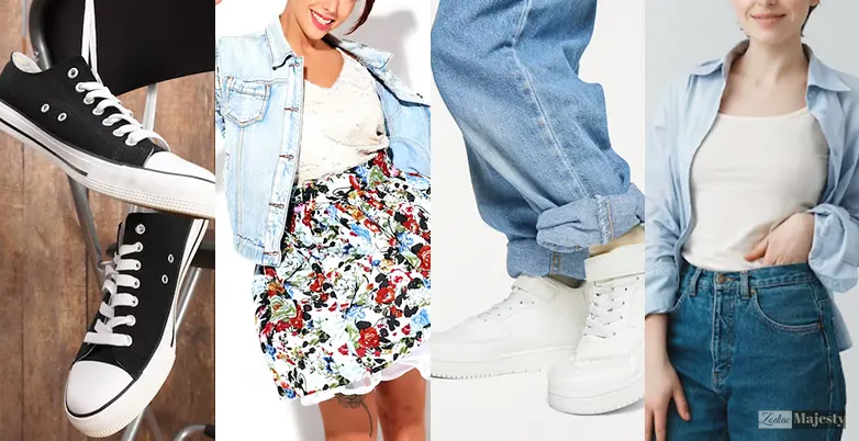 Fashion Tips for Mixed 3 sneakers-floral skirts-jeans-blazer