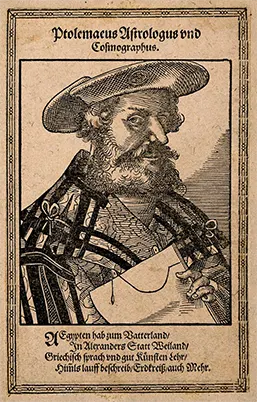 Claudius Ptolemaeus [Ptolemy] Woodcut by T Stimmer 1587