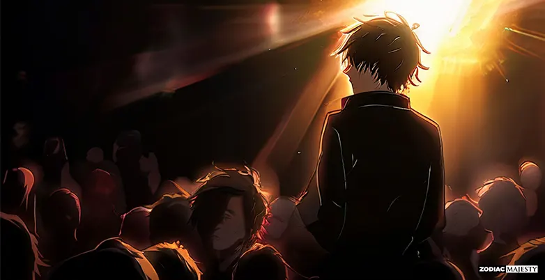 A solo spotlight shines down on a figure