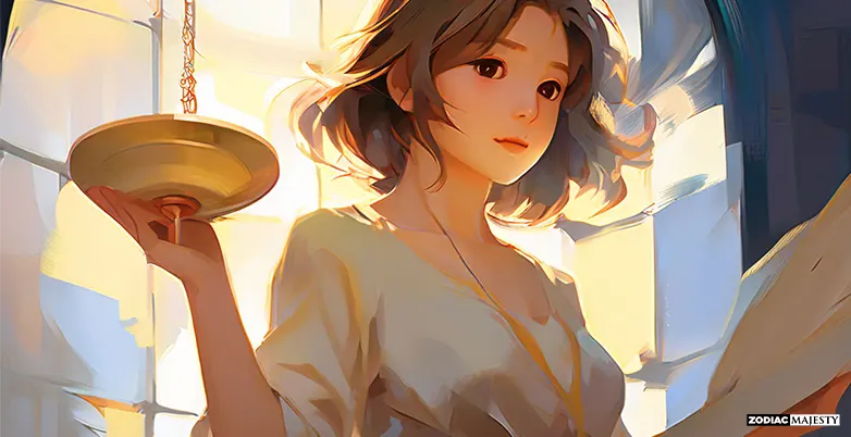 beautiful and graceful woman holding a scale